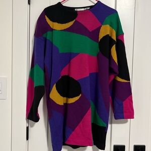 SPANNER Vintage Art Deco Wool Oversized Sweater Mini Dress Women's Size‎ Large